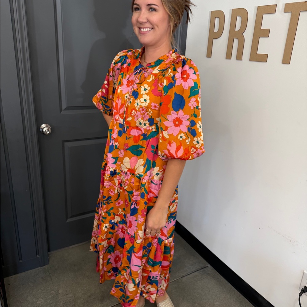 Floral Orange Dress